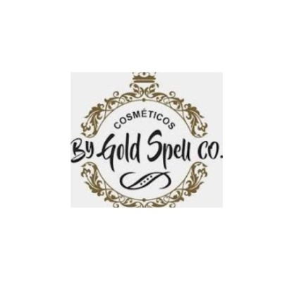 Logótipo dourado e preto circular com texto de marca