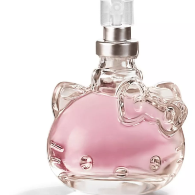 Frasco de perfume rosa em vidro com tampa spray transparente