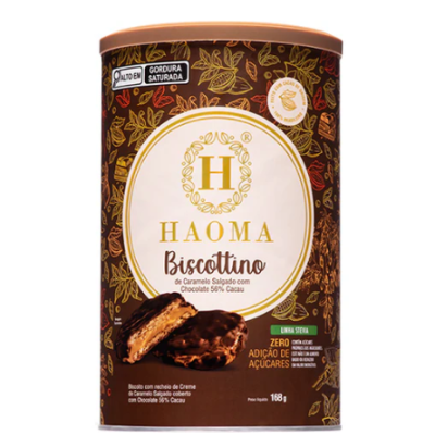 Embalagem de biscoitos HAOMA Biscottino sabor caramelo salgado e chocolate 56% cacau