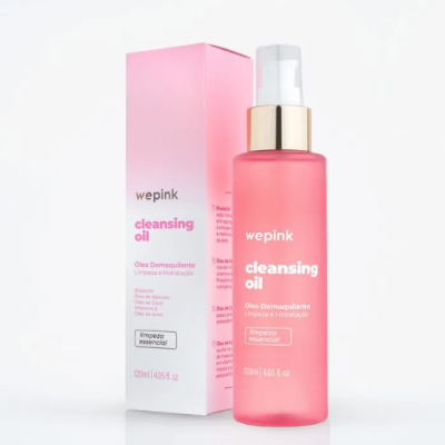 Frasco rosa e embalagem branca e rosa do óleo de limpeza wepink cleansing oil