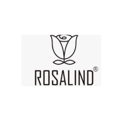 Logótipo preto da marca ROSALIND com uma rosa estilizada e texto