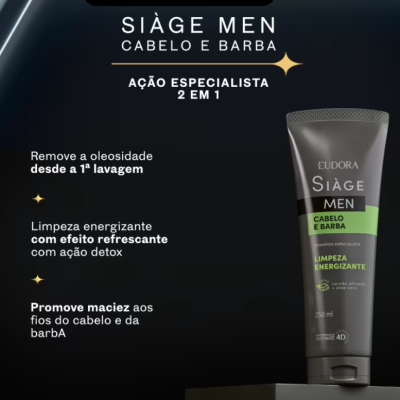 Shampoo&#x20;Cabelo&#x20;e&#x20;Barba&#x20;Si&#x00E0;ge&#x20;Men&#x20;250ml&#x20;-&#x20;Eudora