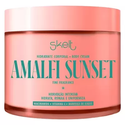 Frasco rosa coral de creme corporal Skelt Amalfi Sunset