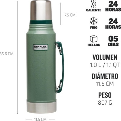 STANLEY&#x20;Garrafa&#x20;T&#x00E9;rmica&#x20;Cl&#x00E1;ssica&#x20;Lend&#x00E1;ria&#x20;1L&#x20;&#x2013;&#x20;Mant&#x00E9;m&#x20;Quente&#x20;ou&#x20;Frio&#x20;24&#x20;Horas&#x28;Verde&#x29;&#x2705;PRONTA&#x20;ENTREGA