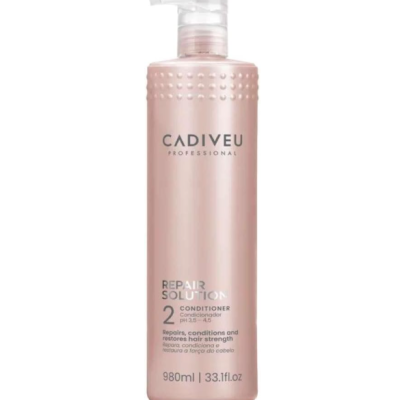 Frasco de condicionador Cadiveu Repair Solution 2 rosa com tampa de bomba