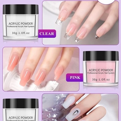 Kit&#x20;Profissional&#x20;de&#x20;Unhas&#x20;Acr&#x00ED;licas&#x20;com&#x20;Branco&#x20;Rosa&#x20;e&#x20;Transparente