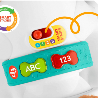 Pulseira de plástico azul com botões ABC e 123 em forma de ossos