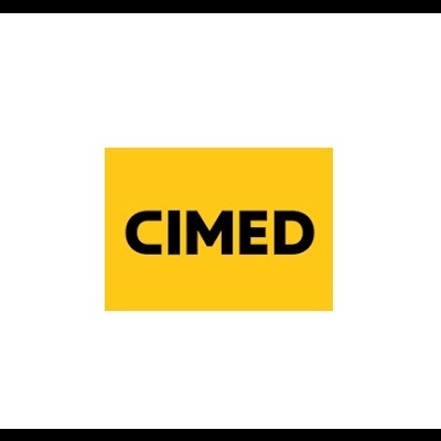 Logotipo da CIMED em amarelo com letras pretas