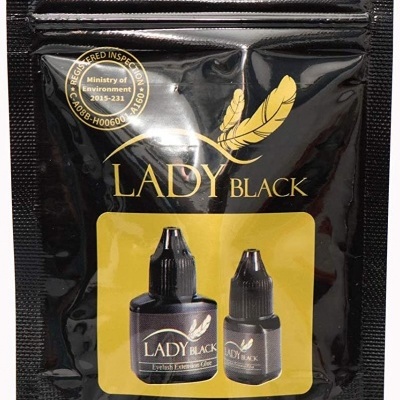 Embalagem preta e dourada de cola para extensões de pestanas LADY BLACK