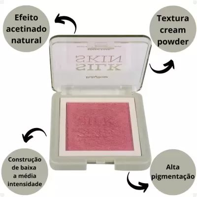 Pó compacto rosa cream powder em embalagem branca com tampa transparente