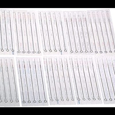 Conjunto de agulhas de tatuagem embaladas individualmente em plástico transparente