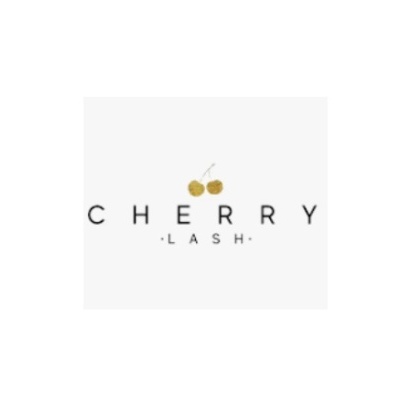 Logótipo da marca CHERRY LASH com texto e cerejas douradas