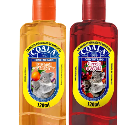 Frascos de limpador perfumado COALA Patchouli com Tangerina e Cereja e Avelã