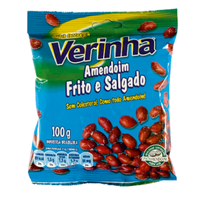 Pacote colorido com amendoins fritos e salgados Verinha