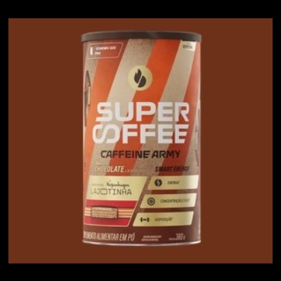 lata de café em pó Super Coffee Caffeine Army sabor chocolate
