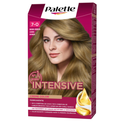 Caixa de tinta de cabelo Palette Intensive Creme Color permanente cor 7-0 Rubio Medio Louro