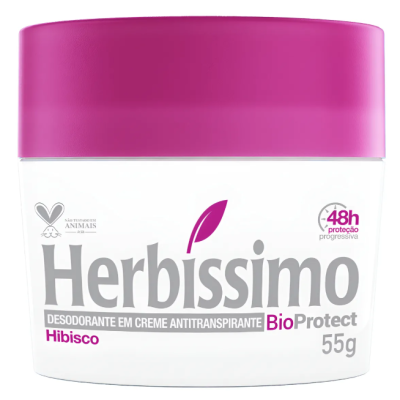 Desodorizante Herbíssimo BioProtect Hibisco branco com tampa rosa