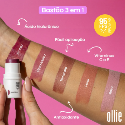 Ollie&#x20;Bast&#x00E3;o&#x20;3&#x20;Em&#x20;1&#x20;Fps&#x20;95&#x20;Blush,&#x20;Batom&#x20;E&#x20;Sombra