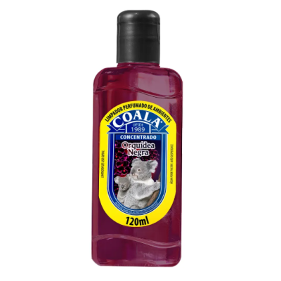 Frasco plástico vermelho de produto perfumado Coala Orquídea Negra 120ml