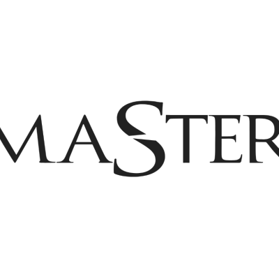 Logótipo com a palavra MASTER em letras maiúsculas pretas