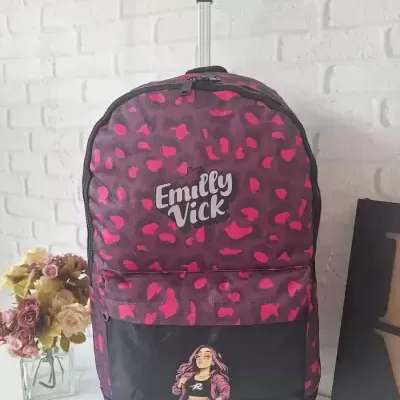 Mochila&#x20;Escolar&#x20;Troller&#x20;&#x20;Emilly&#x20;Vick&#x20;Dos&#x20;Rosas&#x20;com&#x20;Rodinhas