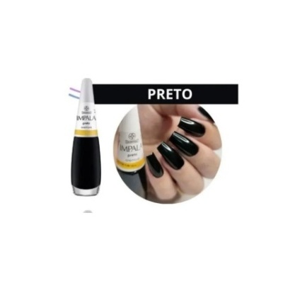 Esmalte Impala preto com unhas pintadas