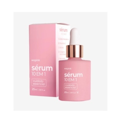 Sérum WePink 10 EM 1 em frasco rosa com embalagem rosa