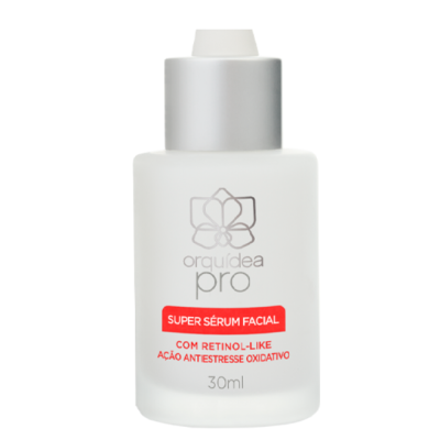 Frasco branco fosco de sérum facial Orquídea Pro com tampa prateada