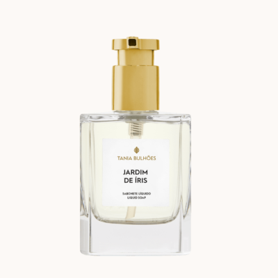 Frasco de sabonete líquido Jardim de Íris com tampa dourada