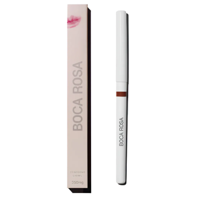 batom líquido BOCA ROSA embalagem rosa clara e batom branco com tampa