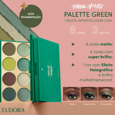 Palette&#x20;de&#x20;Sombras&#x20;Niina&#x20;Secrets&#x20;Green&#x20;5,6g