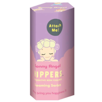 Embalagem lilás e rosa de figura decorativa com anjo