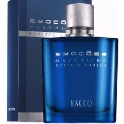 Frasco de perfume azul com embalagem azul escura e texto branco
