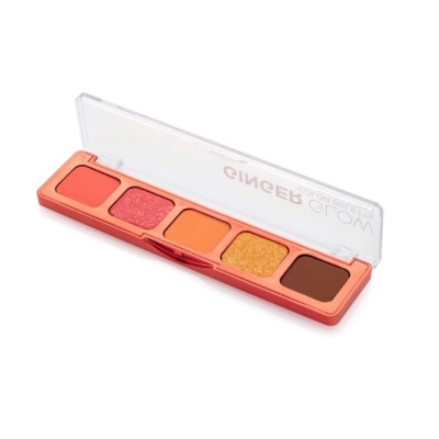 Paleta de sombras de olhos com cinco cores em tons laranja e castanho