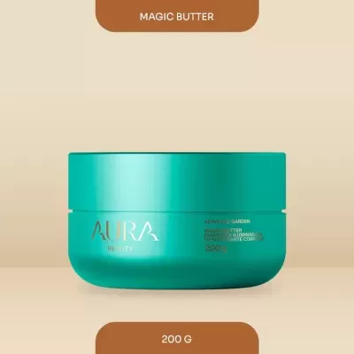 Creme corporal Aura Beauty Magic Butter 200 g embalagem verde-turquesa