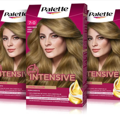 Três caixas do produto de coloração de cabelo Palette Intensive Creme Color cor 7-0 louro médio dourado