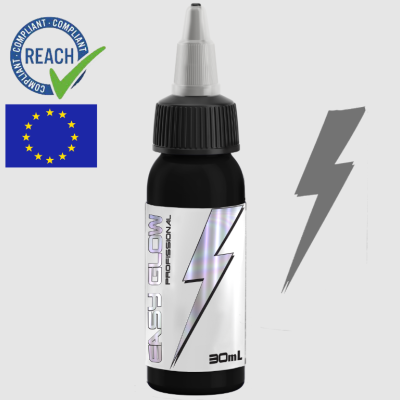 Frasco de 30 mL com ponta aplicadora e rótulo branco com raio prateado