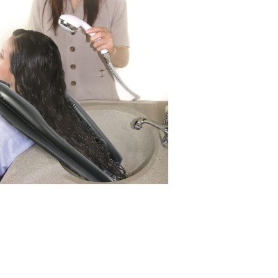 Almofada inflável preta para apoio do pescoço ao lavar cabelo em pia