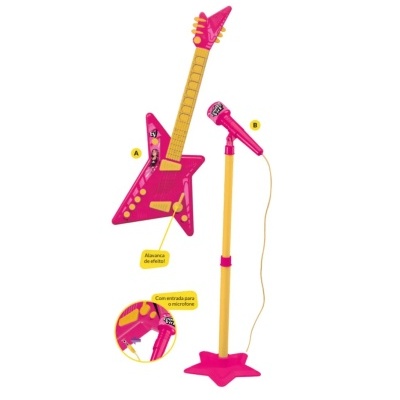 Microfone&#x20;e&#x20;Guitarra&#x20;Musical&#x20;Dos&#x20;Rosa&#x20;-&#x20;&#x20;Rosa&#x20;&#x2F;&#x20;Emilly&#x20;Vicky