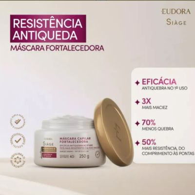 Combo&#x20;Si&#x00E0;ge&#x20;Dermo&#x20;Hair&#x20;Resist&#x00EA;ncia&#x20;Antiqueda&#x20;Eudora&#x20;4&#x20;Itens