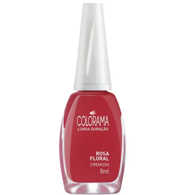 Frasco de verniz de unhas cor rosa floral cremosa
