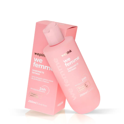 Sabonete íntimo wepink we femme em embalagem e frasco rosa 250ml