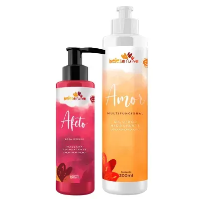 Frascos com tampas bomba, um vermelho 150ml, outro branco e laranja 300ml, produtos beleza ativa