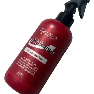 Frasco vermelho de ativador de cabelo com tampa pulverizadora preta