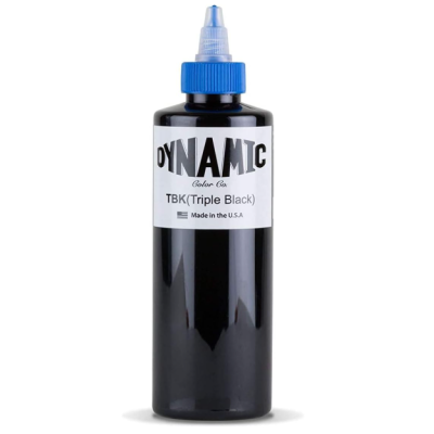 Frasco preto com tampa azul de tinta Dynamic Color Co, TBK (Triple Black)