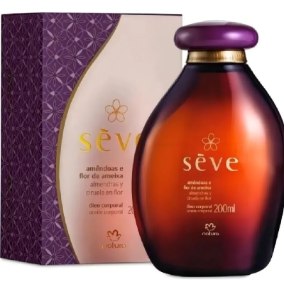 Frasco e embalagem do óleo corporal Sève amêndoas e flor de ameixa