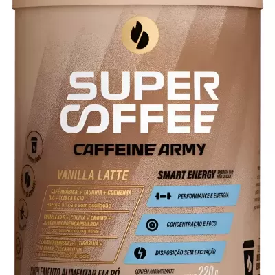 Embalagem de suplemento Super Coffee Caffeine Army Vanilla Latte 220g