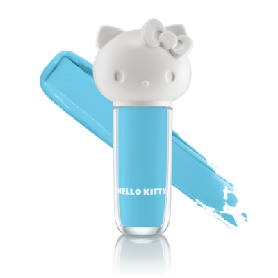 Verniz de unhas azul claro Hello Kitty com tampa branca em forma da cabeça da personagem