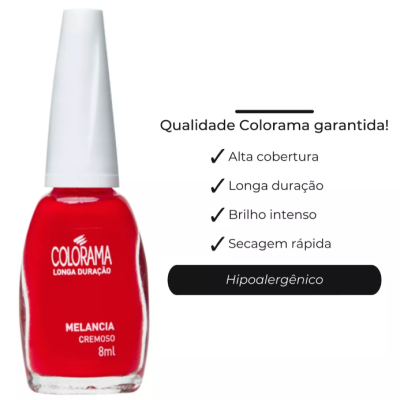 Esmalte Colorama Melancia cremoso vermelho 8ml com tampa branca