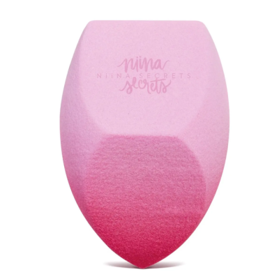 Esponja de maquilhagem rosa degradé com texto niina SECRET